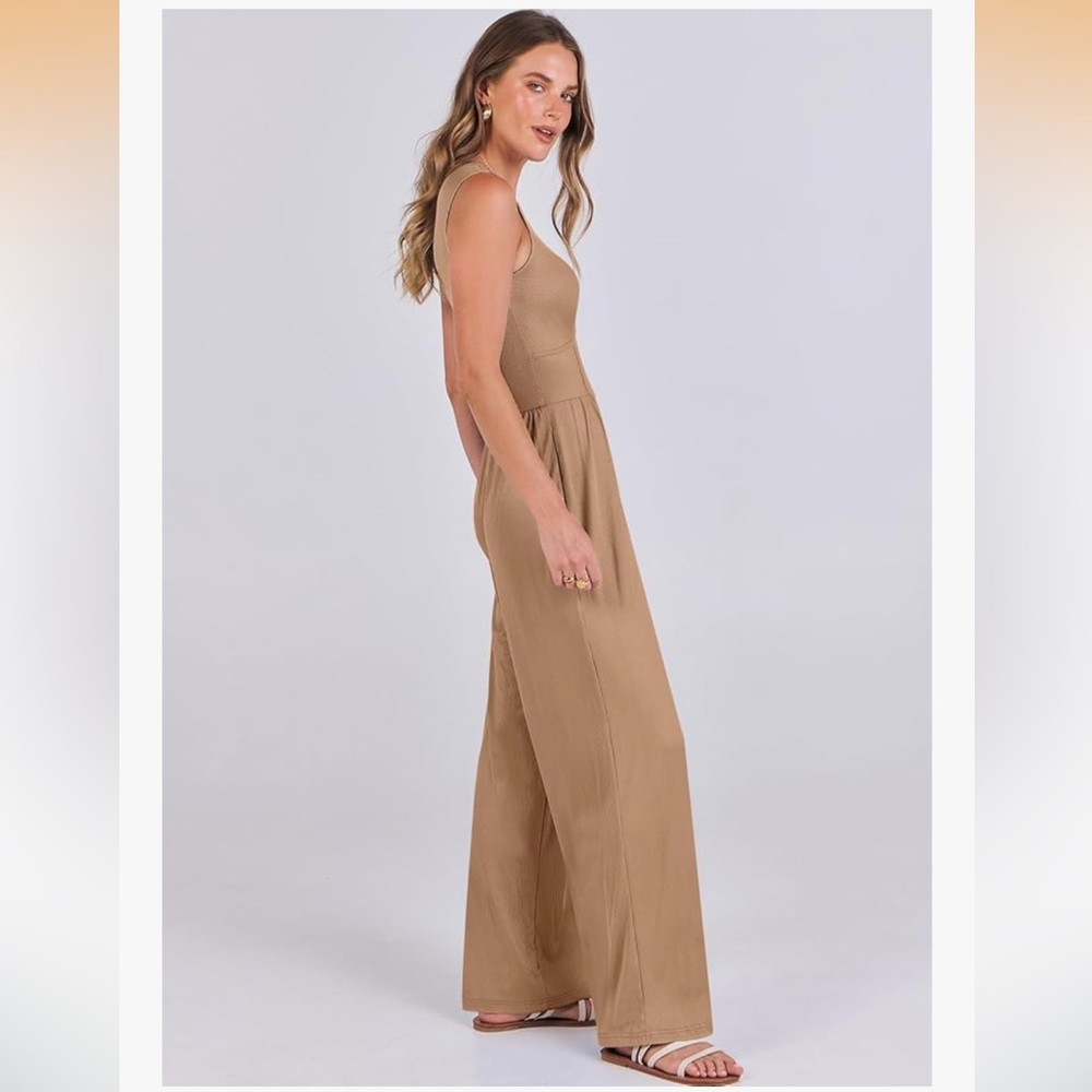 Elegant Tan Jumpsuit - Picture 2 of 12